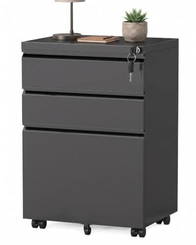 Omelaza 3-Drawer Mobile File Cabinet, Fully Assembled
