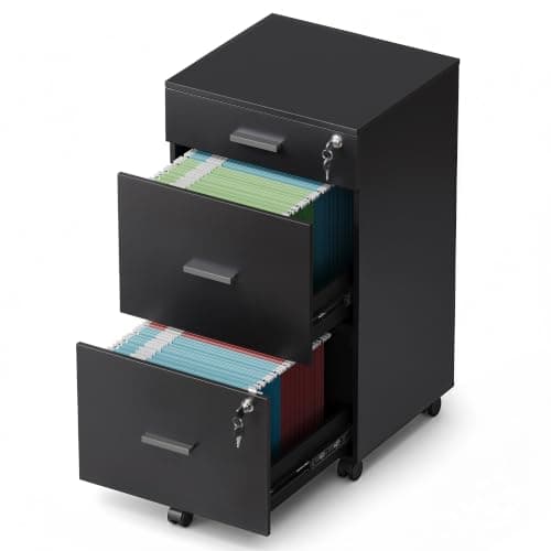 DEVAISE 3-Drawer Rolling Wood File Cabinet