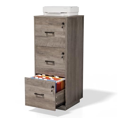 VINGLI 3-Drawer Tall Wood Vertical File Cabinet
