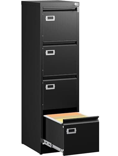 SISESOL 4-Drawer Vertical File Cabinet with Label Holders