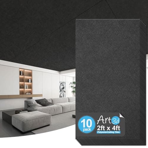 Art3d Acoustic Polyester Drop Ceiling Tiles, 2 x 4 ft, 10-Pack