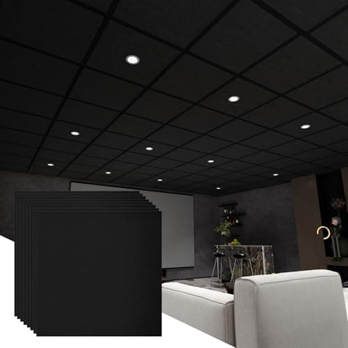 BaseNoir Black Acoustic Ceiling Tiles, 2 x 2 ft, 24-Pack