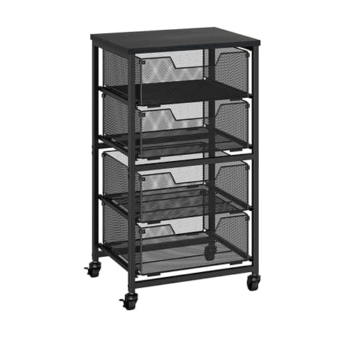 Aokitsink 4-Drawer Rolling Cart with Wooden Top