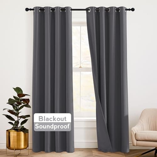 RYB HOME Soundproof Curtains, 3 Layers, 52 x 84 in (Pack of 2)