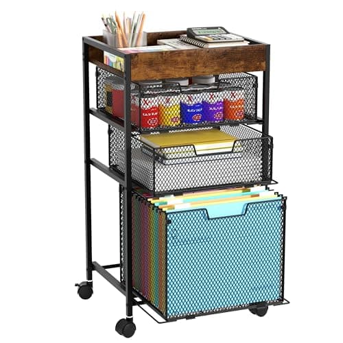 SWTYMIKI 4-Tier Rolling File Cart with Drawers