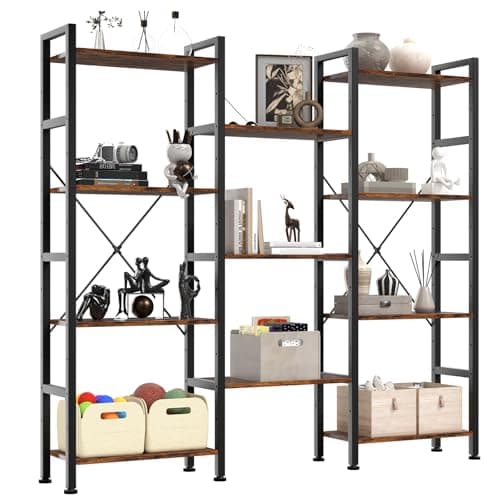 DUMOS Triple Column 4-Tier Bookshelf, 62.3 in Wide