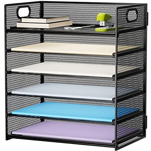 Marbrasse 6-Tier Paper Organizer Letter Tray with Handle