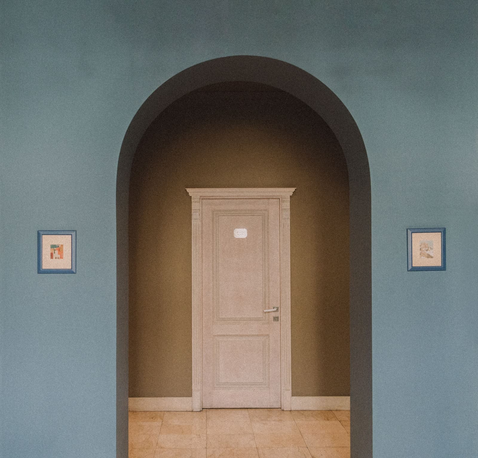 Detail of an interior door frame showing the gap at the threshold